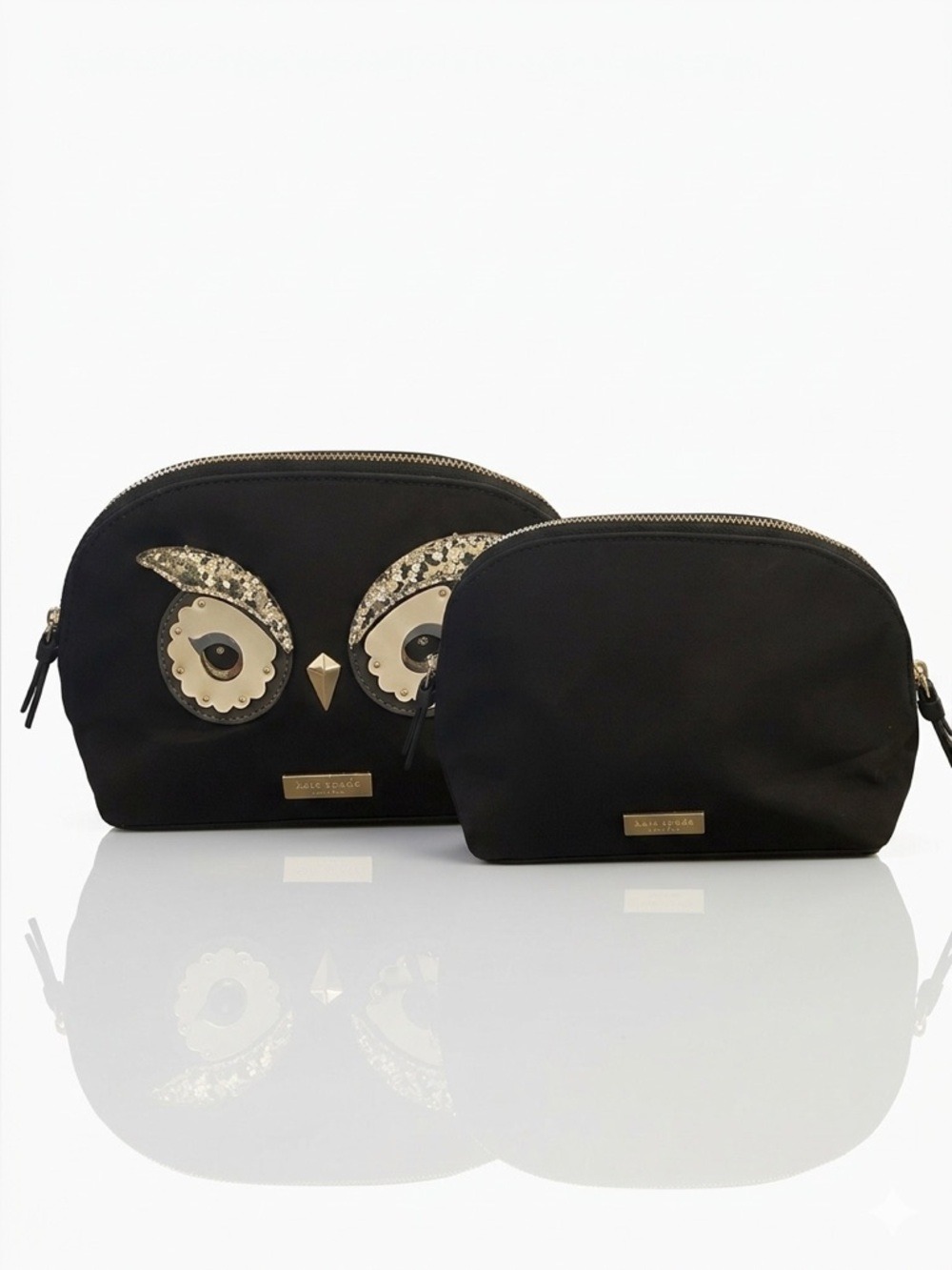 Kate Spade Marcy Owl Nylon Cosmetic Bag Novelty Pouch EUC